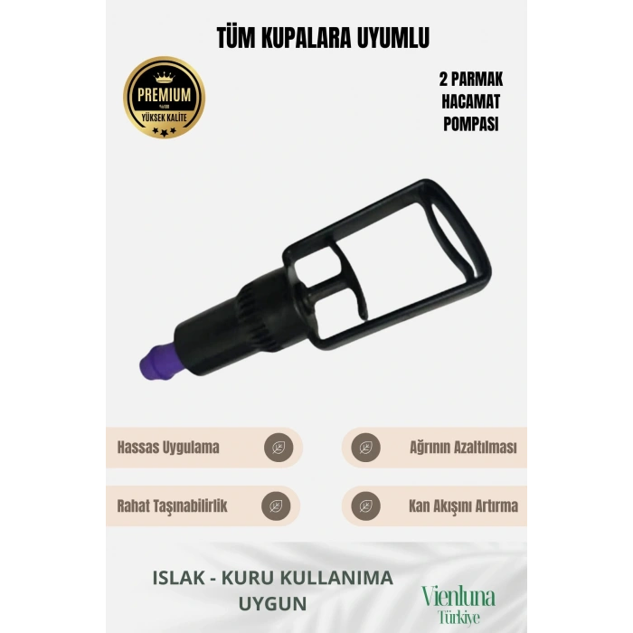 Özel Seri Her Kupaya Uygun 2 Parmak Islak Kuru Kullanıma Uyumlu Dayanıklı Hacamat Pompası