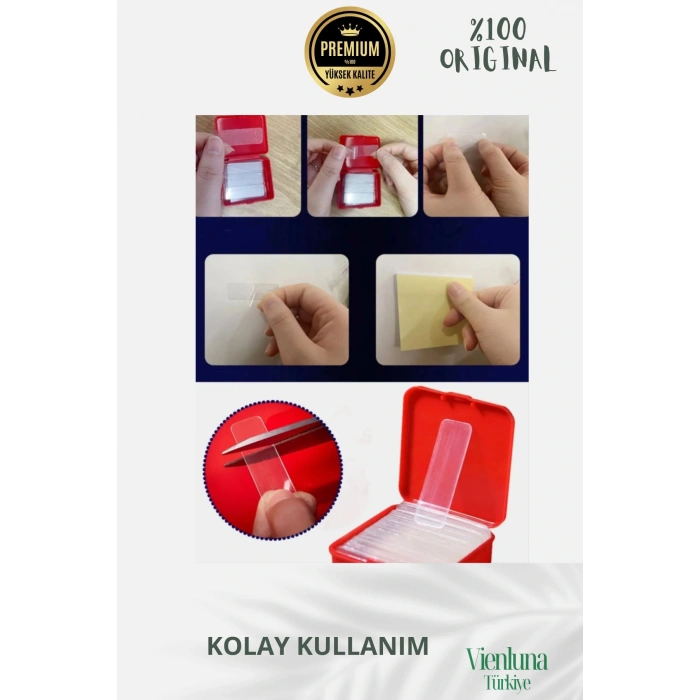 Özel Tasarım Süper Güçlü Yapışkan Kolay Çıkarılabilir  60 Parça Çift Taraflı Şeffaf Bant