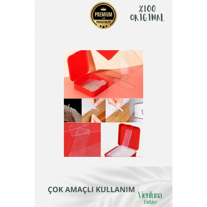 Özel Tasarım Süper Güçlü Yapışkan Kolay Çıkarılabilir 60 Parça Çift Taraflı Şeffaf Bant 2li Set