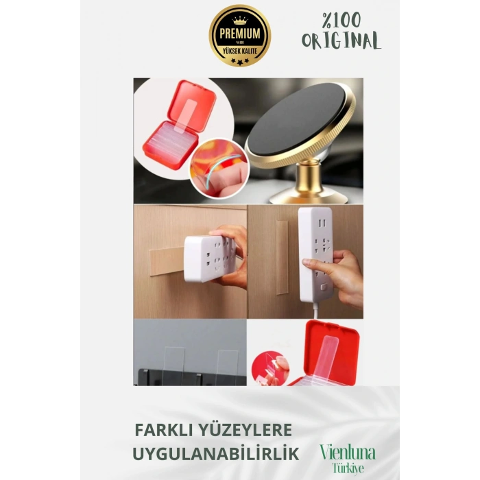 Özel Tasarım Süper Güçlü Yapışkan Kolay Çıkarılabilir 60 Parça Çift Taraflı Şeffaf Bant 4lü Set