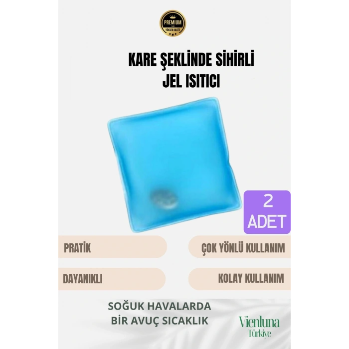 Çok Amaçlı Soğuk Havalarda Kare Şeklinde Sihirli Jel El Sıcak Tutan Isıtıcı Torba Cep Sobası 2 Adet
