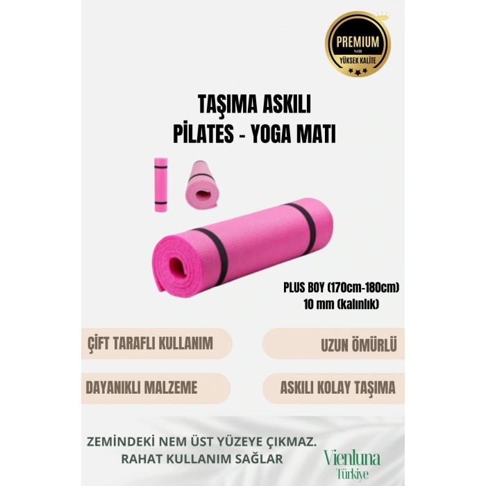 Premium İki Yüzeyli Kayma Önleyici Silinebilir Hijyenik Yoga Minderi Pilates Meditasyon Matı 10 mm