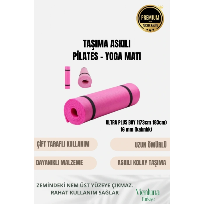 Premium İki Yüzeyli Kayma Önleyici Silinebilir Hijyenik Yoga Minderi Pilates Meditasyon Matı 16 mm