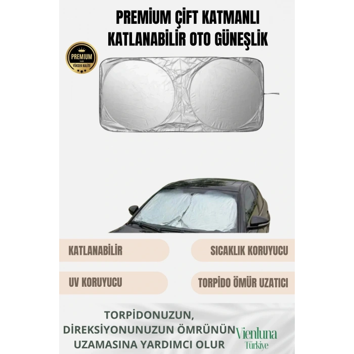 Özel Tasarım UV Koruma Çok Katmanlı Çantalı Katlanabilir Kompakt Portatif Ön Cam Araba Güneşliği