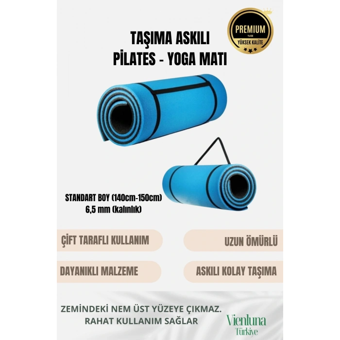 Lüks İki Yüzeyli Kayma Önleyici Silinebilir Hijyenik Yoga Minderi Pilates Meditasyon Matı 6,5 mm