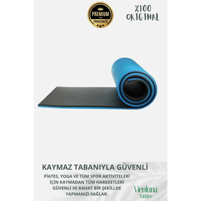 Lüks İki Yüzeyli Kayma Önleyici Silinebilir Hijyenik Yoga Minderi Pilates Meditasyon Matı 6,5 mm