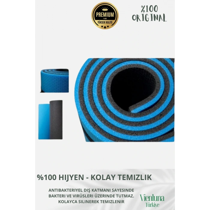 Lüks İki Yüzeyli Kayma Önleyici Silinebilir Hijyenik Yoga Minderi Pilates Meditasyon Matı 6,5 mm