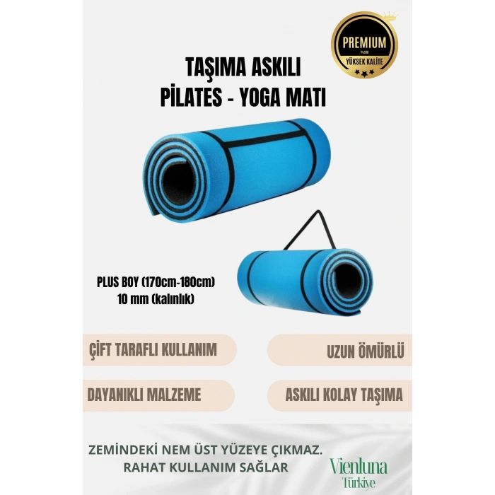 Lüks İki Yüzeyli Kayma Önleyici Silinebilir Hijyenik Yoga Minderi Pilates Meditasyon Matı 10 mm
