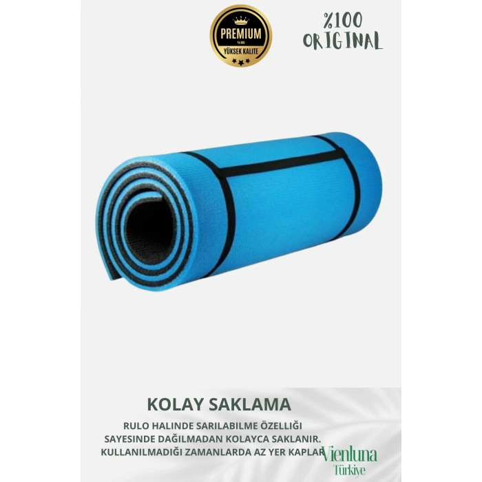 Lüks İki Yüzeyli Kayma Önleyici Silinebilir Hijyenik Yoga Minderi Pilates Meditasyon Matı 10 mm