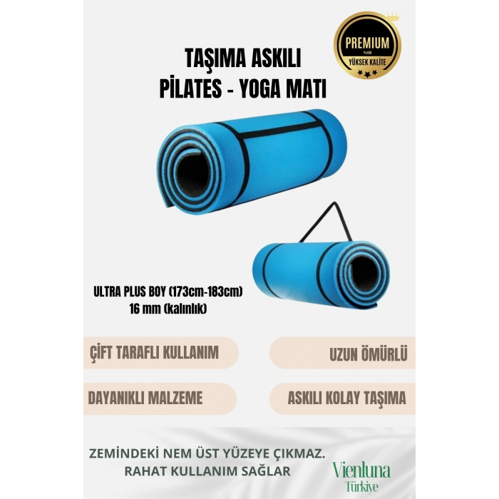 Lüks İki Yüzeyli Kayma Önleyici Silinebilir Hijyenik Yoga Minderi Pilates Meditasyon Matı 16 mm