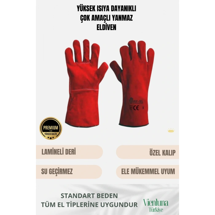 Özel Üretim Yanmaz Isıya Dayanıklı Eldiven Kaynak Yangın Için Su Geçirmez Çok Amaçlı Deri Eldiven