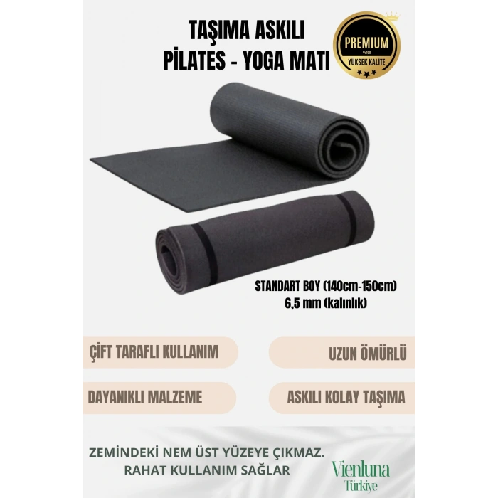 Lüks İki Yüzeyli Kayma Önleyici Silinebilir Hijyenik Yoga Minderi Pilates Meditasyon Matı 6,5 mm