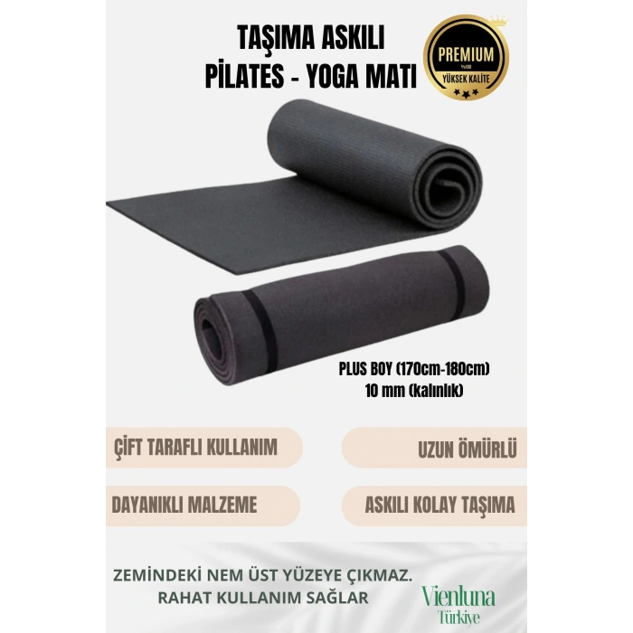 Lüks İki Yüzeyli Kayma Önleyici Silinebilir Hijyenik Yoga Minderi Pilates Meditasyon Matı 10 mm