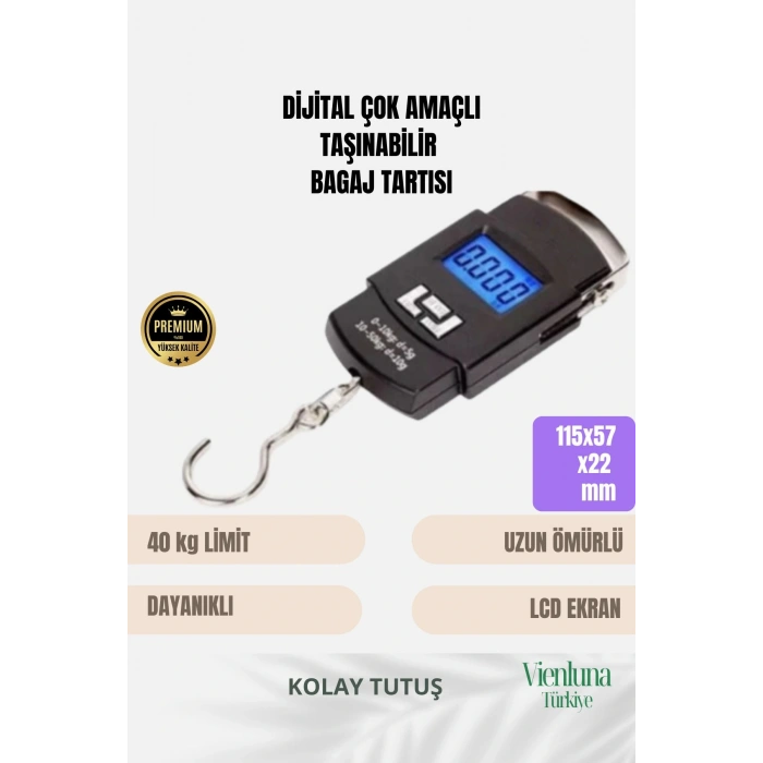 Premium Lcd Ekran Hassas Seyahat Bavul Tartı Dijital Çok Amaçlı Taşınabilir Bagaj Tartısı Max 40 Kg
