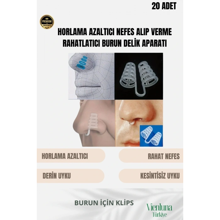 Premium Kalite Horlama Azaltıcı Nefes Alış Veriş Kolaylaştırıcı Burun Filesi Aparatı 20li Set