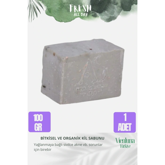 Özel Üretim El Yapımı %100 Doğal Ferah Kokulu El Yüz Saç Vücut Cilt Dostu Orijinal Kil Sabunu 1 Adet