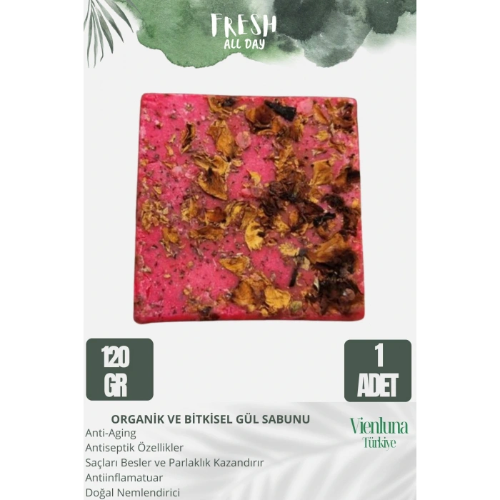 Özel Üretim El Yapımı %100 Vücut Saç Lüks Doğal Ferah Kokulu Cilt Dostu Orijinal Bitkisel Gül Sabunu