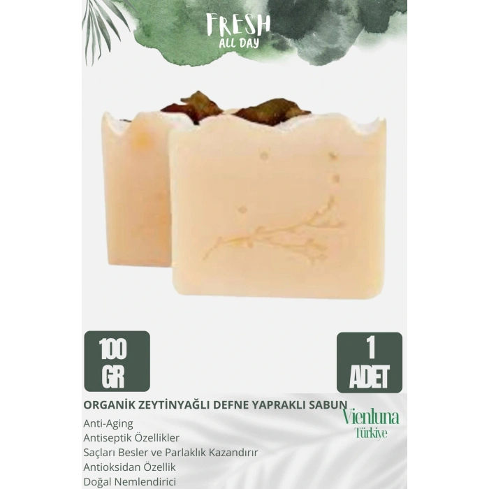 Özel Üretim El Yapımı %100 Doğal Ferah Kokulu Cilt Dostu Orijinal Zeytinyağlı Defne Yapraklı Sabun