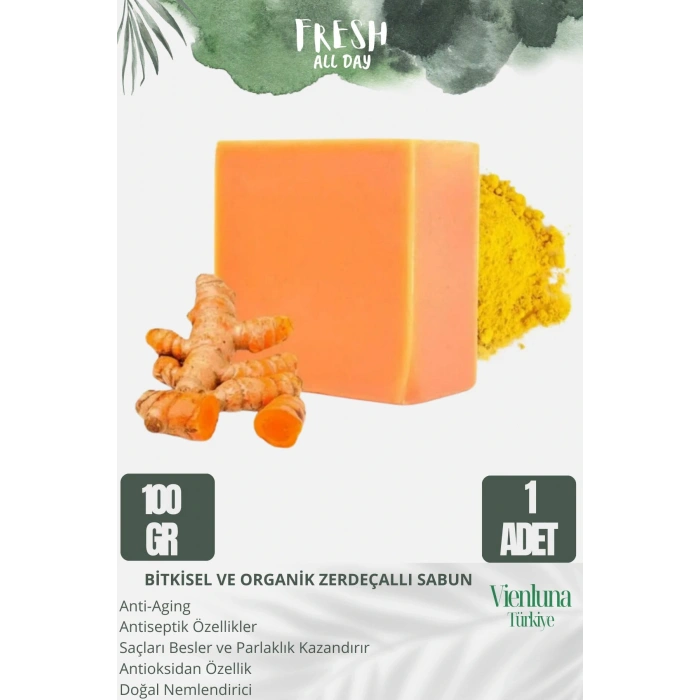 Özel Üretim El Yapımı %100 Vücut Saç Lüks Doğal Ferah Kokulu Cilt Dostu Orijinal Zerdeçal Sabunu