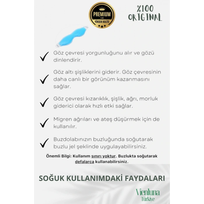 Soğuk Sıcak Uygulama Göz Terapi Rahatlatıcı Işık Göz Yorgunluğu Önleyici Jel Uyku Destekleyici Bandı