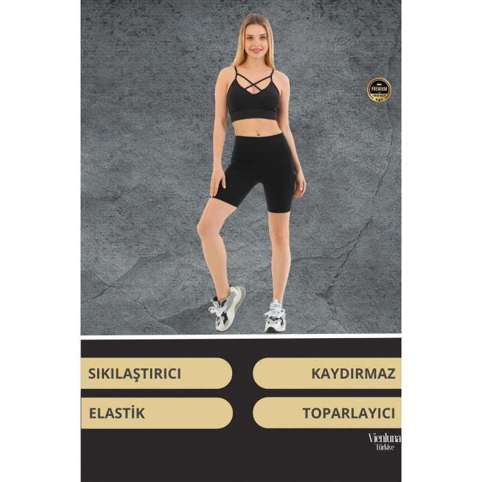 Premium Seri Şekillendirici Destekleyici Lazer Kesim Kaymaz Yapıda Korse Etkili Biker Tayt