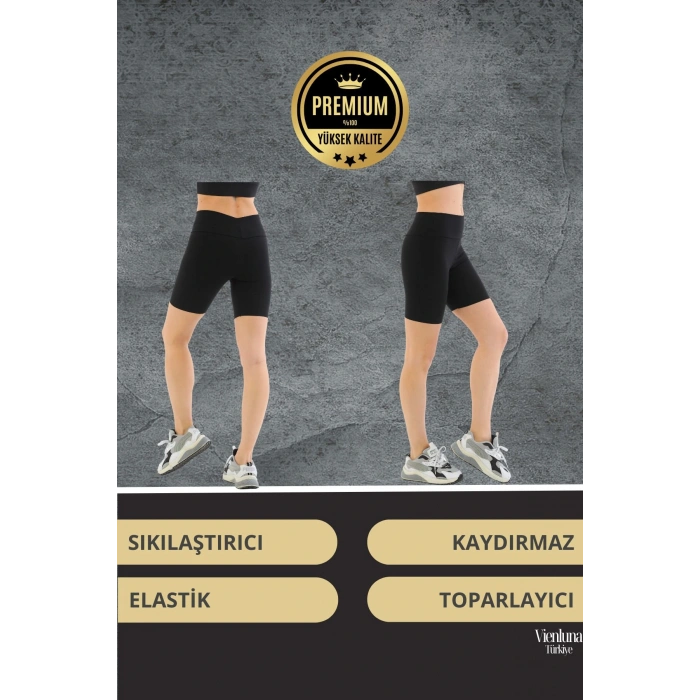 Premium Seri Şekillendirici Destekleyici Lazer Kesim Kaymaz Yapıda Korse Etkili Biker Tayt