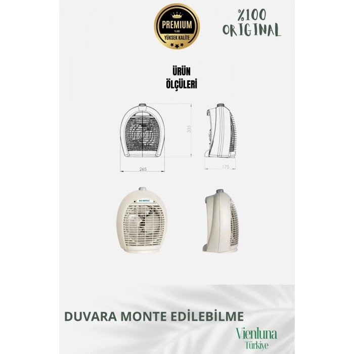 Premium Ürün Ultra Sessiz Masa Üstü Soğuk Sıcak 3 Kademeli 2000 W Fanlı Yüksek  Isıtıcı Uyumlu