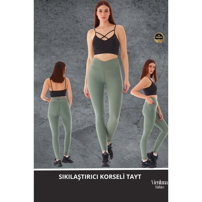 Yeni Sezon Yüksek Bel Sıkı Dokuma Tayt Cepli  İç Göstermez Yoga Fitness Gym Training Antrenman Taytı