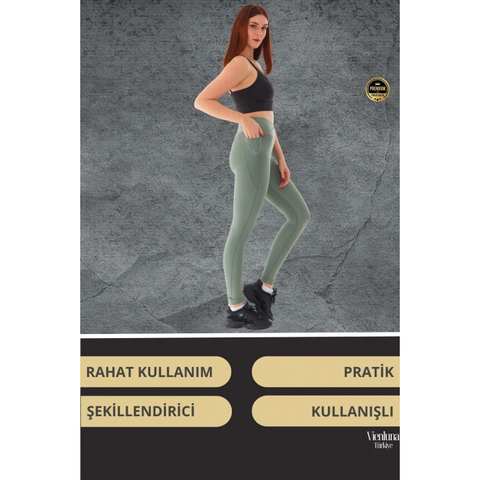 Yeni Sezon Yüksek Bel Sıkı Dokuma Tayt Cepli  İç Göstermez Yoga Fitness Gym Training Antrenman Taytı