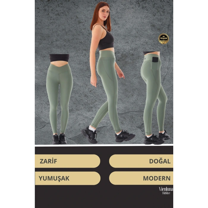 Yeni Sezon Yüksek Bel Sıkı Dokuma Tayt Cepli  İç Göstermez Yoga Fitness Gym Training Antrenman Taytı