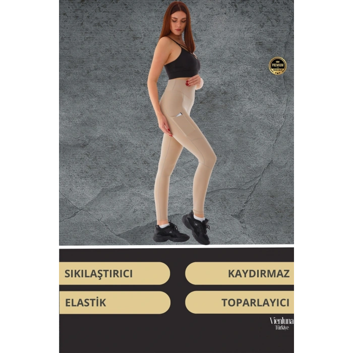 Yeni Sezon Yüksek Bel Sıkı Dokuma Tayt Cepli İç Göstermez Yoga Fitness Spor Training Antrenman Taytı