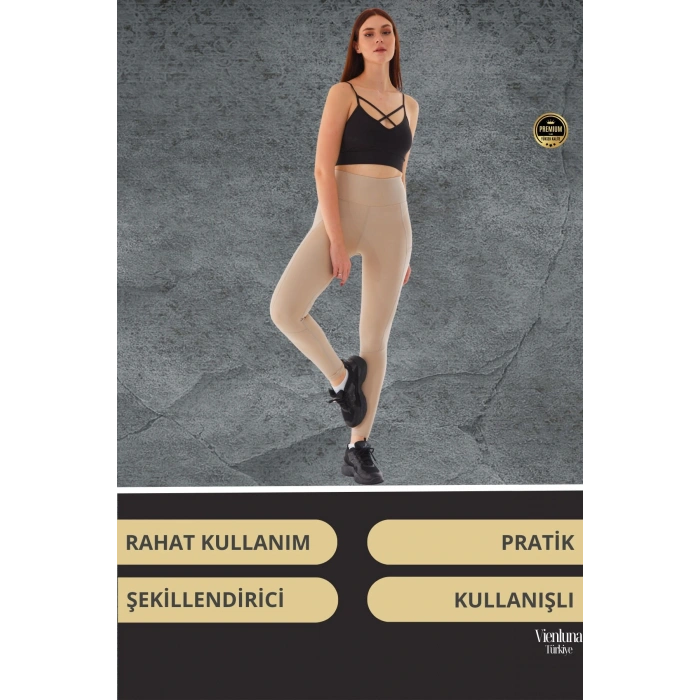 Yeni Sezon Yüksek Bel Sıkı Dokuma Tayt Cepli İç Göstermez Yoga Fitness Spor Training Antrenman Taytı