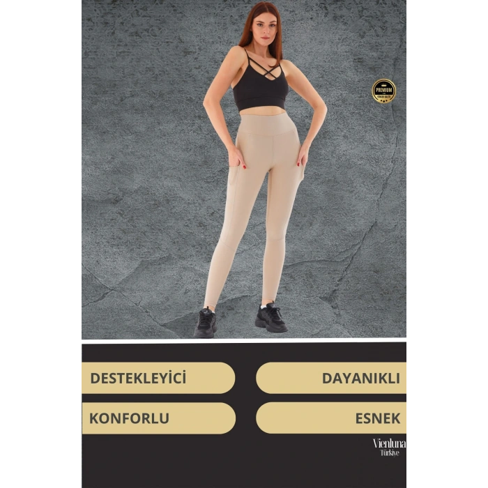 Yeni Sezon Yüksek Bel Sıkı Dokuma Tayt Cepli İç Göstermez Yoga Fitness Spor Training Antrenman Taytı