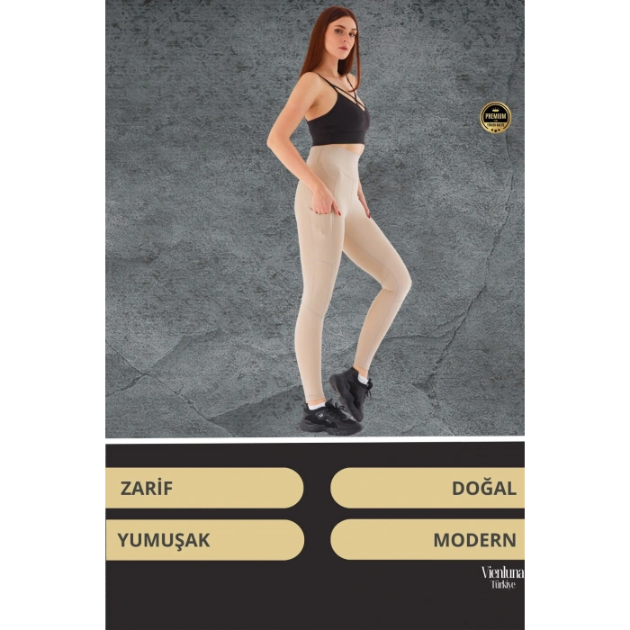 Yeni Sezon Yüksek Bel Sıkı Dokuma Tayt Cepli İç Göstermez Yoga Fitness Spor Training Antrenman Taytı