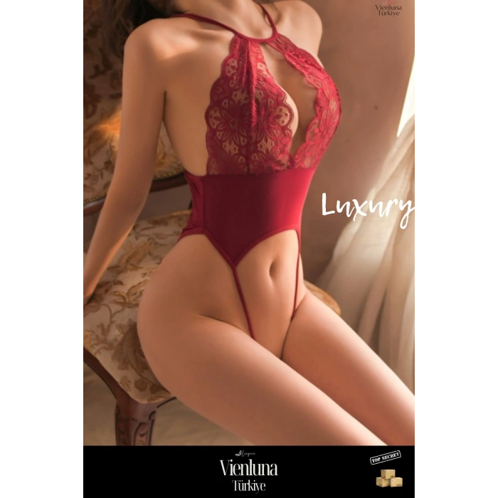 Premium Seri Zarif Erotik Çekici Seksi Özel İddialı Zarif Dantel Detaylı Kırmızı Fantezi Babydoll