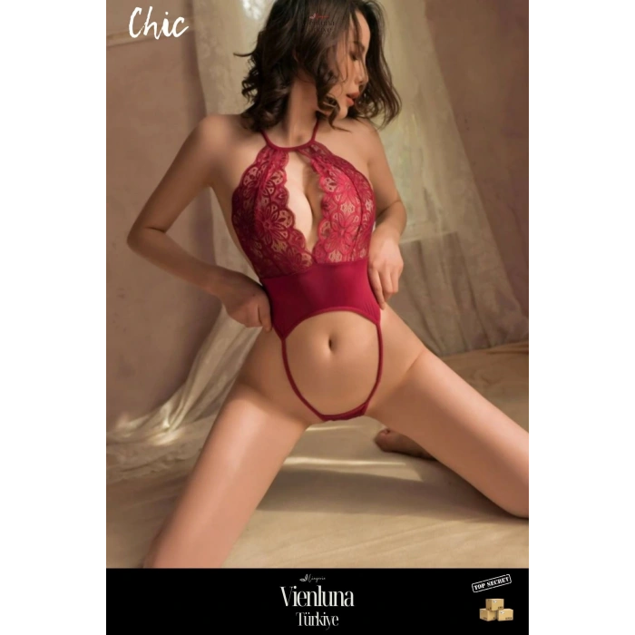 Premium Seri Zarif Erotik Çekici Seksi Özel İddialı Zarif Dantel Detaylı Kırmızı Fantezi Babydoll