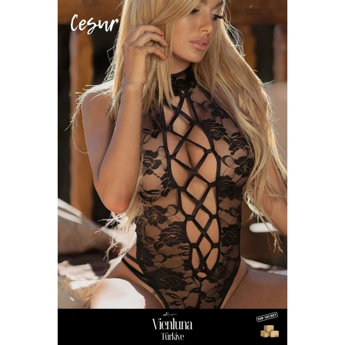 Premium Seri Transparan Dantelli Erotik Çekici Seksi Özel İddialı Zarif Gül Desenli Fantezi Mayokini