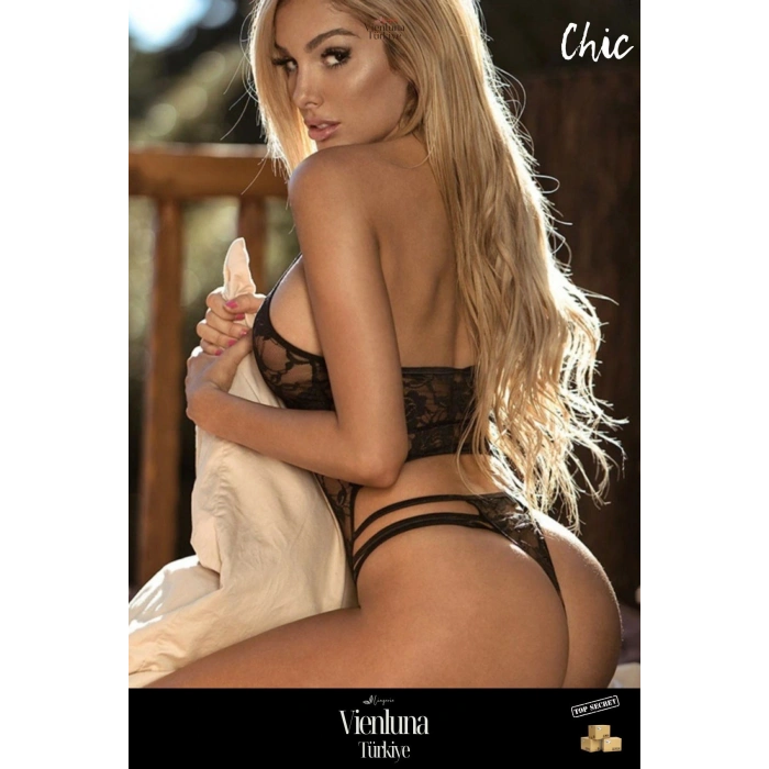 Premium Seri Transparan Dantelli Erotik Çekici Seksi Özel İddialı Zarif Gül Desenli Fantezi Mayokini