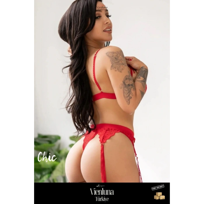 Premium Seri Özel Şık Modern Erotik Çekici Seksi Özel İddialı Zarif Dantelli Fantezi Jartiyer Takımı