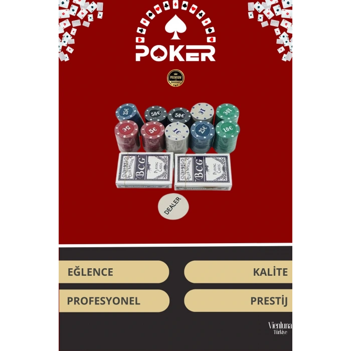 Lüks Texas Holdem Metal Poker Blackjack Seti 100 Çip 2 Deste Casino Poker Oyunu Seti