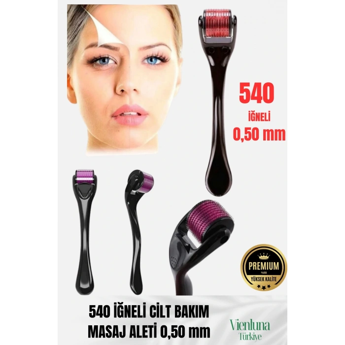 Özel Üretim Titanyum Uçlu 540 İğneli Cilt Bakım Vücut Yenileme Masaj Aleti Derma Roller 0,50 mm