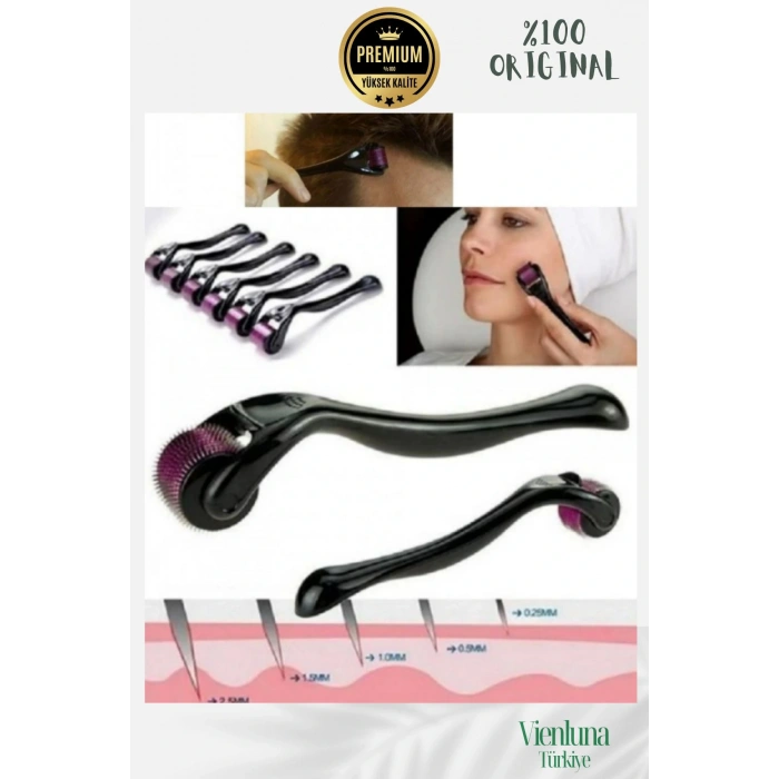 Özel Üretim Titanyum Uçlu 540 İğneli Cilt Bakım Vücut Yenileme Masaj Aleti Derma Roller 0,50 mm