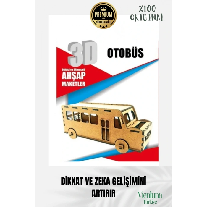 Yeni Sezon Eğitici Öğretici 3 Boyut Ahşap Puzzle Zeka Geliştirici Boyanabilir Oyun Maket Otobüs