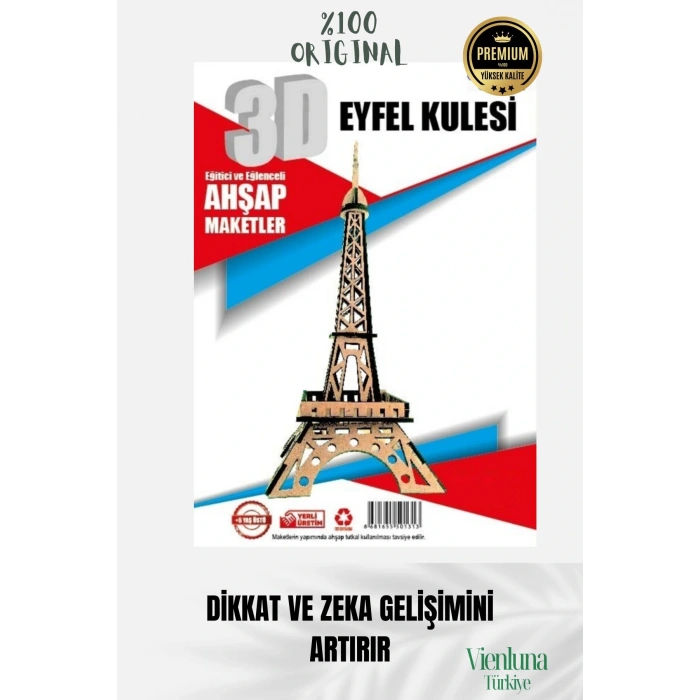 Yeni Sezon Eğitici Öğretici 3 Boyut Ahşap  Zeka Geliştirici Boyanabilir Oyun Maket Eyfel Kulesi