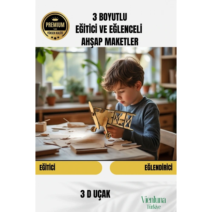 Yeni Sezon Eğitici Öğretici 3 Boyut Ahşap Puzzle Zeka Geliştirici Boyanabilir Oyun Maket Uçak
