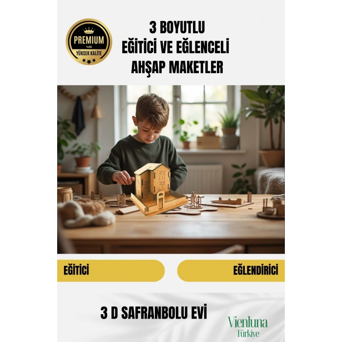 Yeni Sezon Eğitici Öğretici 3 Boyut Ahşap Zeka Geliştirici Boyanabilir Oyun Maket Safranbolu Evi