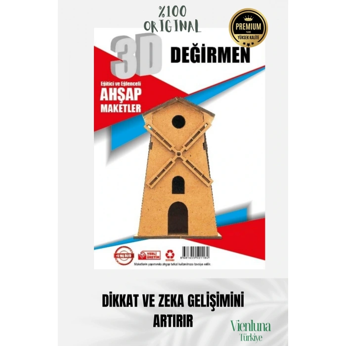 Yeni Sezon Eğitici Öğretici 3 Boyut Ahşap Puzzle Zeka Geliştirici Boyanabilir Oyun Maket Değirmen