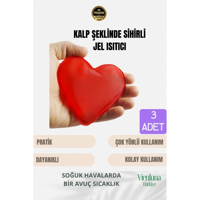 Çok Amaçlı Soğuk Havalarda Kalp Şeklinde Sihirli Jel El Sıcak Tutan Isıtıcı Torba Cep Sobası 3 Adet