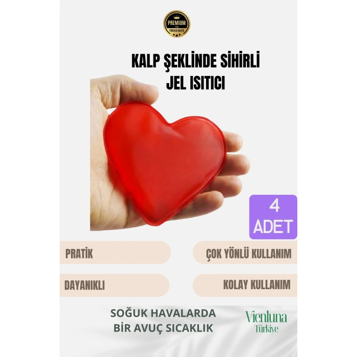 Çok Amaçlı Soğuk Havalarda Kalp Şeklinde Sihirli Jel El Sıcak Tutan Isıtıcı Torba Cep Sobası 4 Adet