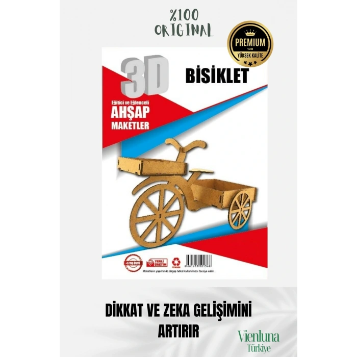 Yeni Sezon Eğitici Öğretici 3 Boyut Ahşap Puzzle Zeka Geliştirici Boyanabilir Oyun Maket Bisiklet
